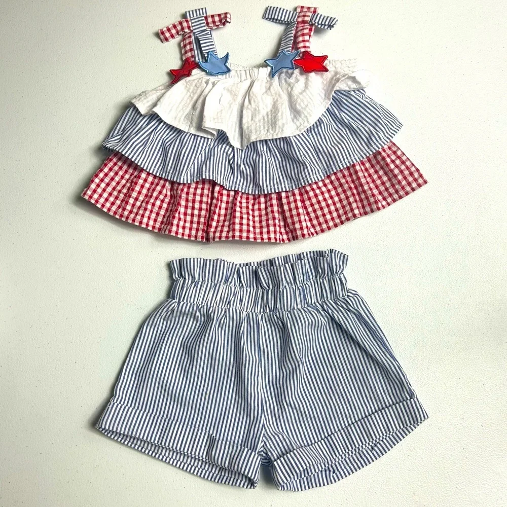 Rare Editions 2 Piece Patriotic 4th of July Outfit Size 12 Months Baby - Picture 2 of 10